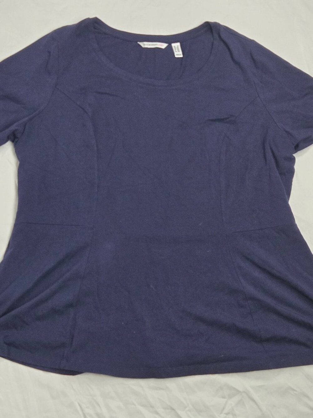 Isaac Mizrahi Live! Short-Sleeve Seamed Peplum Knit Top - Blue 2X